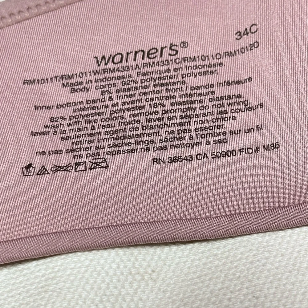 Warner’s Bra 34C Wireless Tag-less Convertible Contour Blush 3492 PP